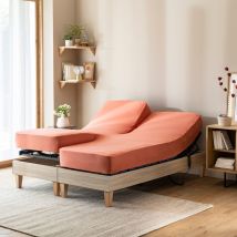 Terre de Nuit - Drap housse orange terracotta TPR jersey extensible 2x70x190 - - Orange - Uni