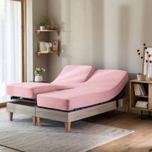 Terre de Nuit - Drap housse rose thé TPR jersey extensible 2x90x200 - - Rose - Uni