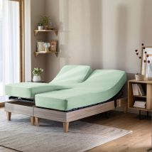 Terre de Nuit - Drap housse vert jade TPR jersey extensible 2x80x200 - - Vert - Uni