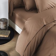 Drap plat coton percale Marron 240x310 - SOMEO en - - Marron - Someo