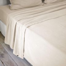 Drap plat flanelle unie 240x300 Beige en - - Beige - Terre de Nuit
