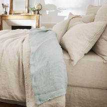 Drap plat lin lavé vert 270x300 en - - Vert - Terre de Nuit