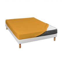 Terre de Nuit - Drap housse jersey jaune moutarde bonnet 30 cm 80x190 - - Jaune - Uni