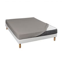 Terre de Nuit - Drap housse gris jersey coton Lycra Tencel 100x190 - - Gris - Uni