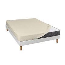 Terre de Nuit - Drap housse lin jersey coton Lycra Tencel 100x190 - - Beige - Uni