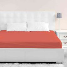 Terre de Nuit - Drap housse orange terracotta bonnet 40 cm 140x200 - - Orange - Uni