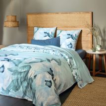 Terre de Nuit - Parure de lit Estrella Ocean Blue 260x240 cm - Bleu - Floral - 57 fils/cm² - Rabat