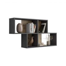Etagère murale 4 cases en bois chêne artisan et matera - ET13042-6 en Panneau de particules - - Gris foncé - Terre de Nuit