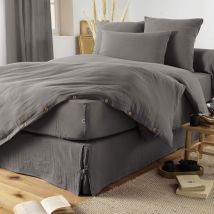 Housse de couette double gaze de coton gris anthracite 200x200 cm en - - Anthracite - Terre de Nuit