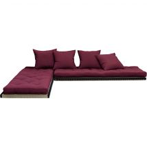 Futon canapé lit 3 places 2x70x200 CHICO bordeaux en Paille de riz - Bordeaux - Karup Design