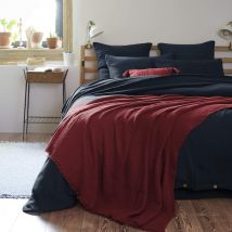 Plaid gaze de coton à franges bordeaux 130x160 cm en - - Bordeaux - Terre de Nuit