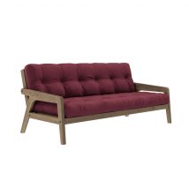 Banquette ajustable GRAB en pin massif foncé avec matelas futon bordeaux 130x190 en Pin Massif - - Bordeaux - Karup Design