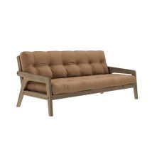 Banquette ajustable GRAB en pin massif foncé avec matelas futon marron 130x190 en Pin Massif - - Marron - Karup Design