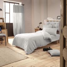 Housse de couette double gaze de coton gris 140x200 cm en - - Gris - Terre de Nuit