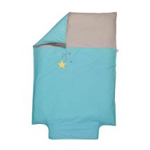 Housse de couette bébé coton bio "Pluie d'étoiles" turquoise 100x140 cm en - - Turquoise - P'tit Basile