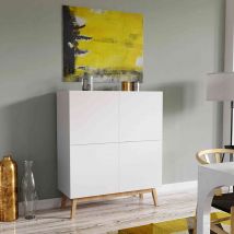 Commode 4 portes en bois blanc - CO14046 en Médium (MDF) - - Blanc - Terre de Nuit