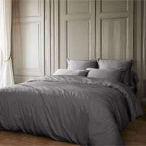 Parure de lit en bambou uni 240x220 anthracite en - - Anthracite - Terre de Nuit