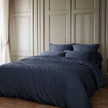 Parure de lit en bambou uni 260x240 bleu marine en - - Bleu marine - Terre de Nuit