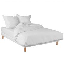 Terre de Nuit - Housse de couette blanche 100% coton 140x200 - Blanc - Uni - 57 fils/cm² - Base droite