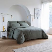 Someo - Housse de couette coton lavé - SOMEO 140x200 Kaki - Uni - 1