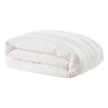 Terre de Nuit - Housse de couette 100% coton broderie anglaise blanc 240x220 - Blanc - Uni - 57 fils/cm² - Rabat