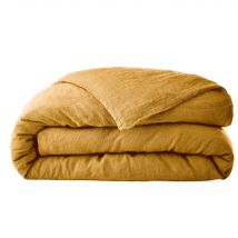 Housse de couette lin lavé jaune foncé 260x240 en - - Jaune foncé - Terre de Nuit