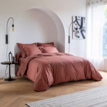 Someo - Parure de lit coton percale Rose 140x200 - SOMEO - - Rose - Uni - 80 fils/cm² - Rabat