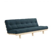 Banquette ajustable LEAN en pin massif naturel avec matelas futon bleu pétrole 130x190 en Pin Massif - Bleu marine - Karup Design
