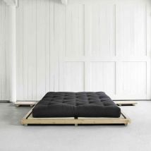 Ensemble Lit futon style japonais naturel + matelas futon noir 180x200 en Bois - Naturel - Karup Design