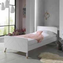 Lit enfant en bois massif blanc 90x200 - LI2031 en Pin Massif - - Blanc - Terre de Nuit