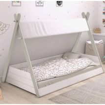 Lit enfant tipi 90x200 - Terre de Nuit en Médium (MDF) - Blanc