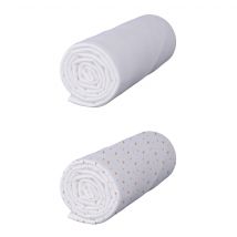 Baby Fox - Lot de 2 draps housses bébé coton jersey blanc/Renard 60x120 cm - - Blanc - Animal