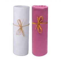 P'tit Basile - Lot de 2 draps housses bébé jersey bio blanc et lie de vin 60x120 - - Violet - Uni