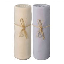P'tit Basile - Lot de 2 draps housses bébé jersey bio écru et gris perle 70x140 - - Gris clair - Uni