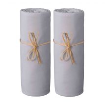 P'tit Basile - Lot de 2 draps housses bébé jersey bio gris perle 60x120 - - Gris - Uni