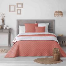 Douceur D'intérieur - Couvre-lit microfibre matelassé Mellow chic terracotta et blanc 80x180 cm - - Orange - Uni