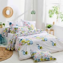 Tradilinge - Parure de lit Nénuphar Aqua 240x220 cm - Tradilinge - - Blanc - 80 fils/cm² - Rabat