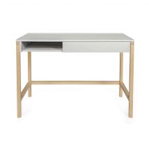 Bureau 1 niche 1 tiroir en bois gris - BU006 en Médium (MDF) - - Gris - Terre de Nuit
