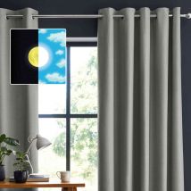 Lot de 2 rideaux occultants à œillets gris 140x260 en - - Gris - Terre de Nuit