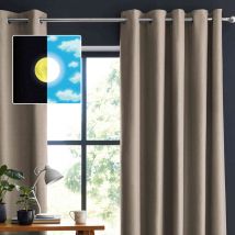 Lot de 2 rideaux occultants à œillets lin 140x280 en - - Naturel - Terre de Nuit