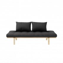 Sofa en pin massif naturel matelas anthracite 75x200 + coussins 40x60 inclus en Pin Massif - Anthracite - Karup Design