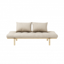 Sofa en pin massif naturel matelas beige 75x200 + coussins 40x60 inclus en Pin Massif - Beige - Karup Design