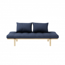Sofa PACE en pin massif naturel matelas marine 75x200 + coussins 40x60 inclus en Pin Massif - Bleu marine - Karup Design