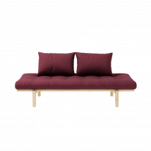 Sofa en pin massif naturel matelas bordeaux 75x200 + coussins 40x60 inclus en Pin Massif - Bordeaux - Karup Design