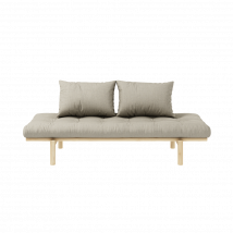 Sofa PACE en pin massif naturel matelas lin 75x200 + coussins 40x60 inclus en Pin Massif - Lin - Karup Design