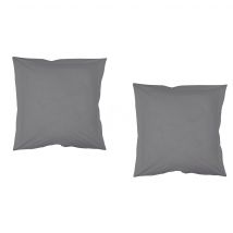 Douceur D'intérieur - Lot de 2 taies d'oreillers grises 63x63 - - Gris - Uni - 57 fils/cm²