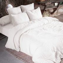 Parure de lit double gaze de coton blanc 140x200 cm en - - Blanc - Terre de Nuit