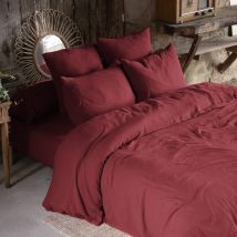 Parure de lit double gaze de coton bordeaux 240x220 cm en - - Bordeaux - Terre de Nuit