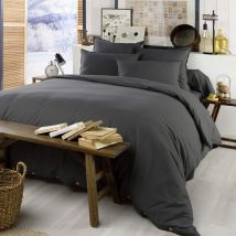 Housse de couette flanelle anthracite 200x200 cm en - - Anthracite - Terre de Nuit