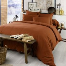 Housse de couette flanelle orange 200x200 cm en - - Orange - Terre de Nuit